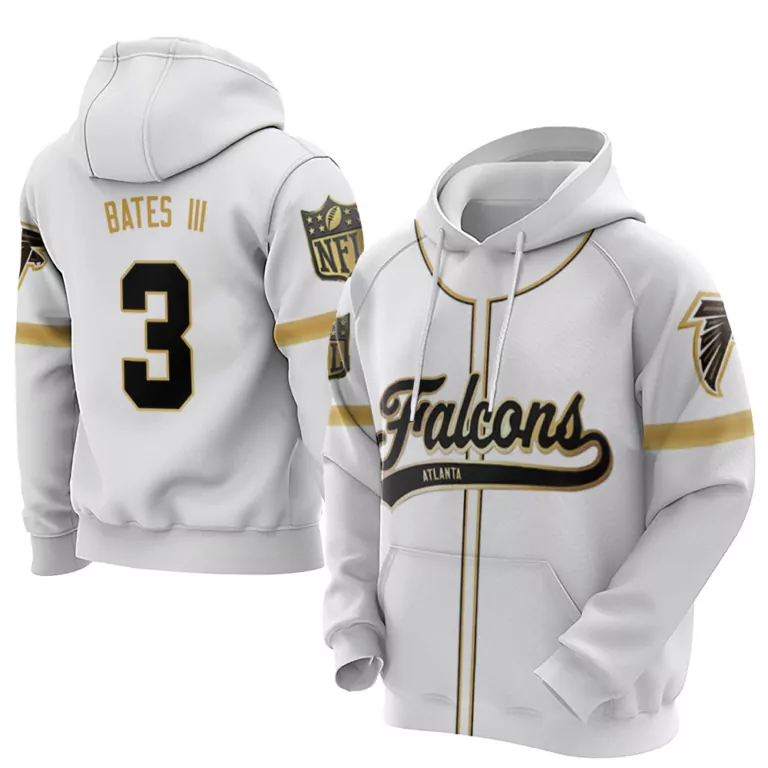 Jessie Bates Iii 3 Jersey White Atlanta Falcons Men Hoodie Black Gold Custom