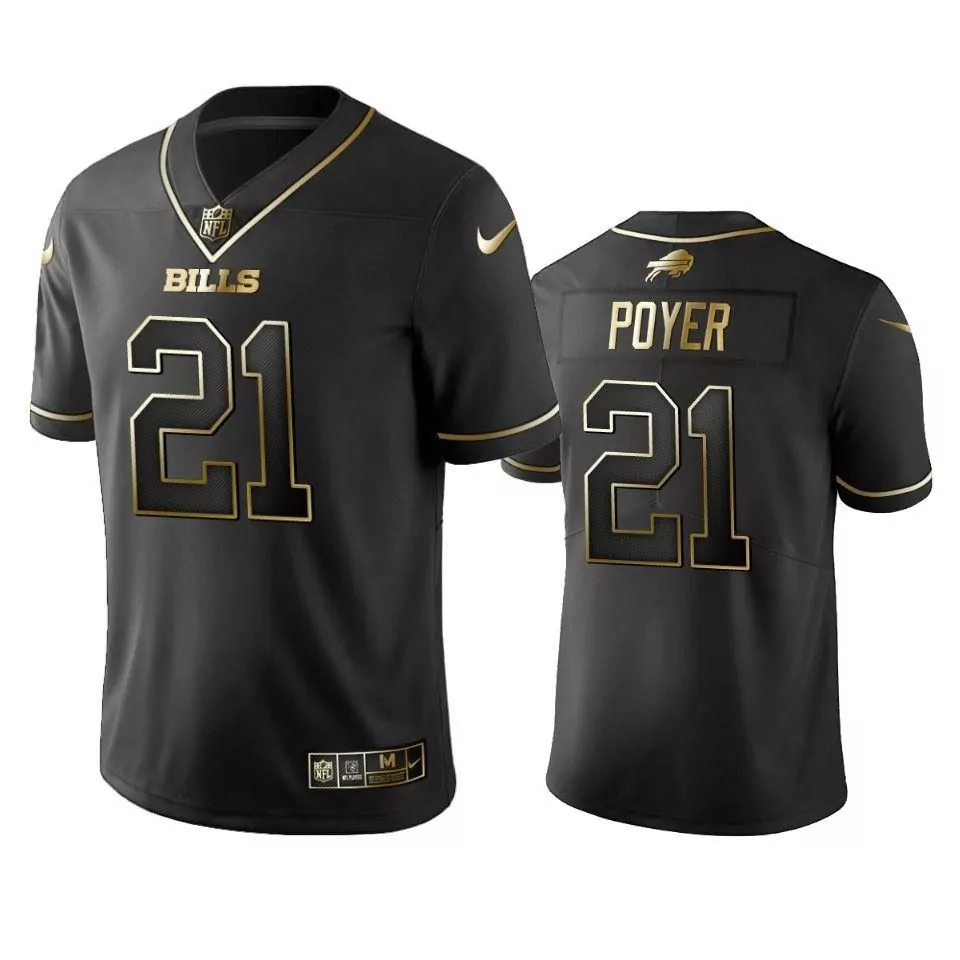 Poyer 21 Bills Jersey Black Men Standard Gold Vapor Limited