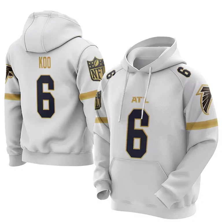 Younghoe Koo 6 Atlanta Falcons Jersey White Men Hoodie Gold Navy