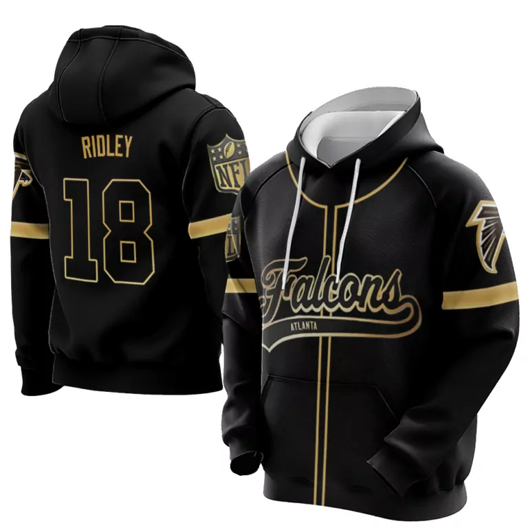 Calvin Ridley 18 Atlanta Falcons Jersey Black Men Hoodie Gold Custom Flex