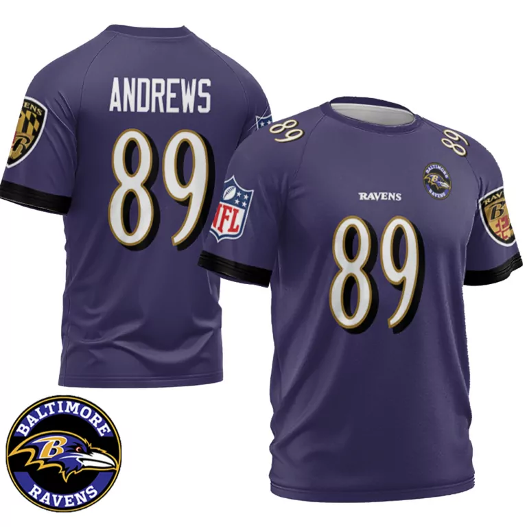 Mark Andrews 89 Baltimore Ravens Jersey Purple Men Black Gold Retired Game