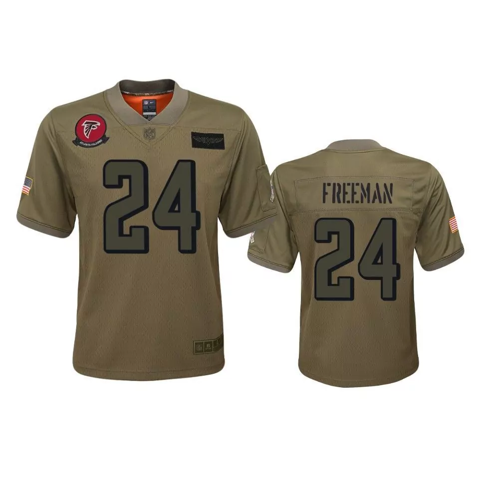 Devonta Freeman 24 Jersey Olive Green Salute To Service Atlanta Falcons American Flag