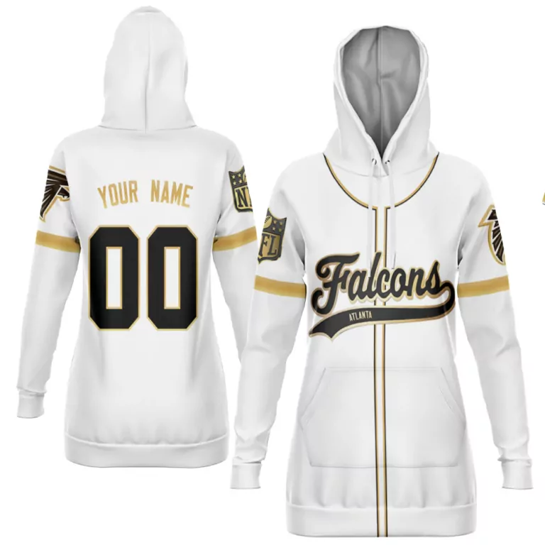 Custom Atlanta Falcons Jersey White Hoodie Black Gold