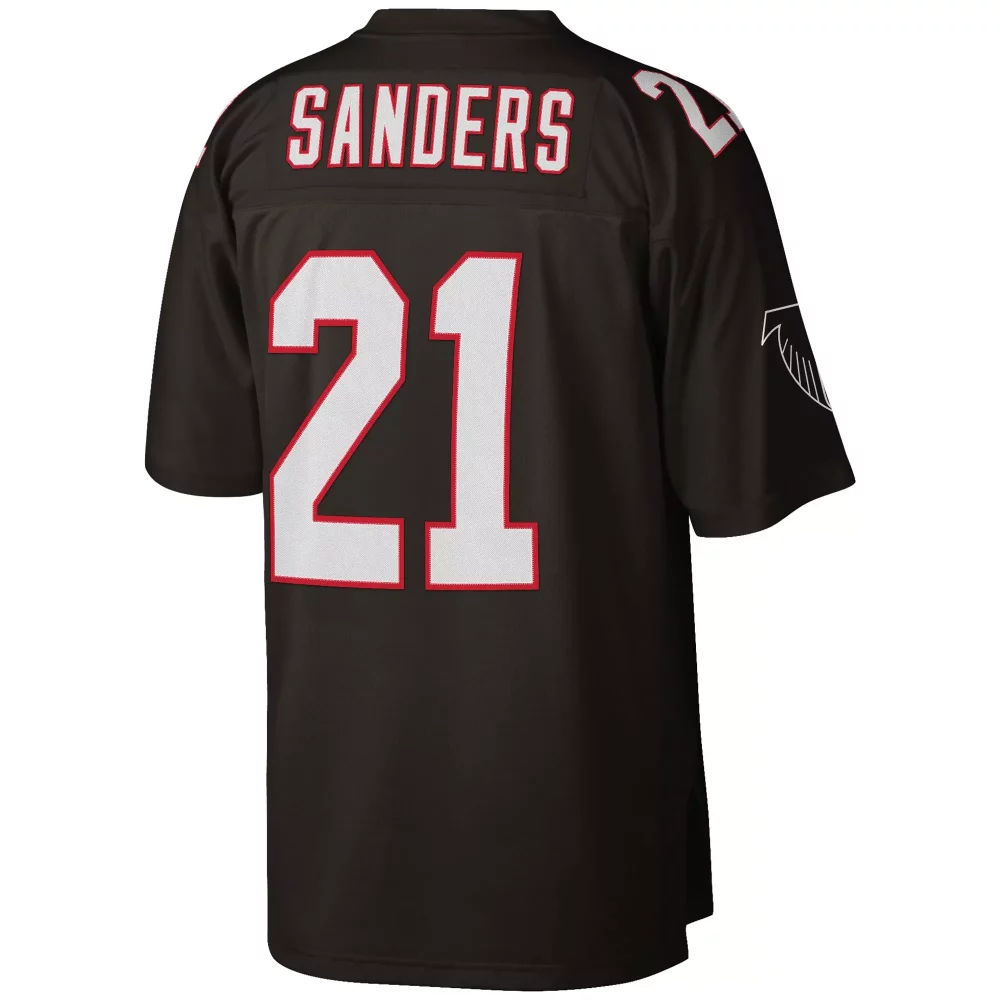 Deion Sanders 21 Atlanta Falcons Jersey Black Men Authentic White Red Retired Replica