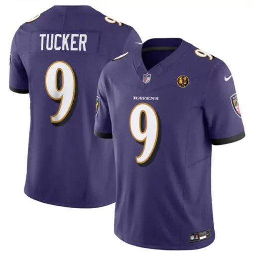 Justin Tucker 9 Ravens Jersey Purple Men Gold Black Vapor Stitched
