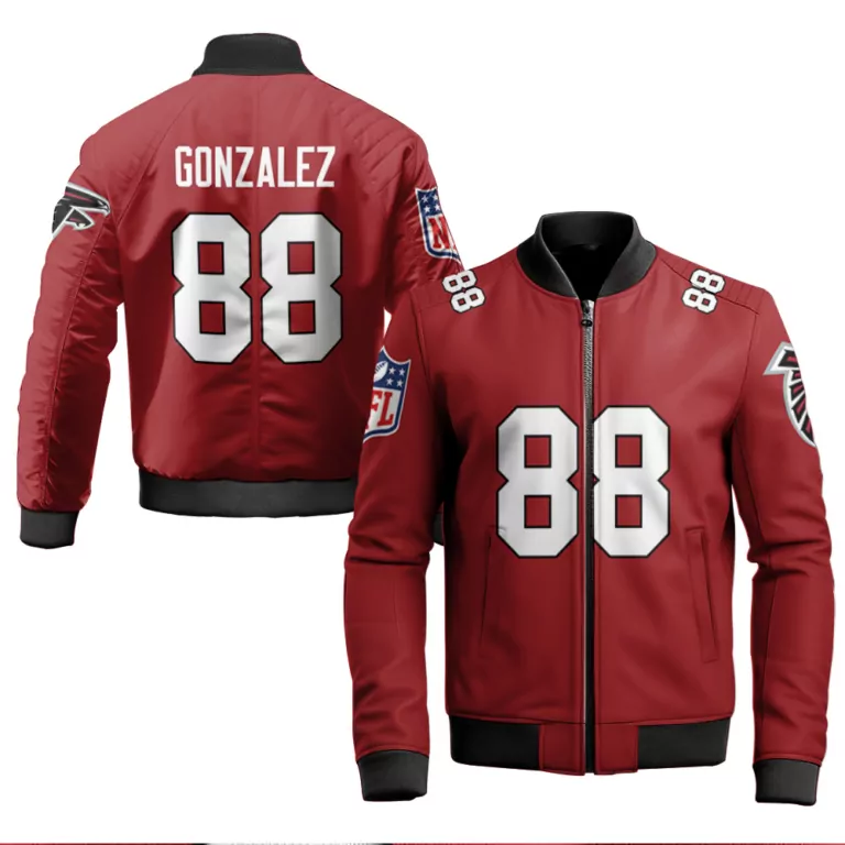 Tony Gonzalez 88 Atlanta Falcons Jersey Red Men Bomber Jacket Black White Vapor Limited