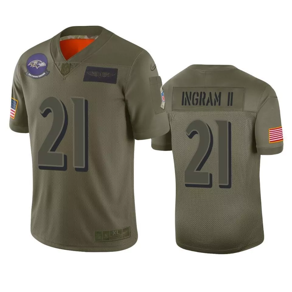 Mark Ingram 21 Baltimore Ravens Jersey Olive Green Salute To Service Us Flag Men