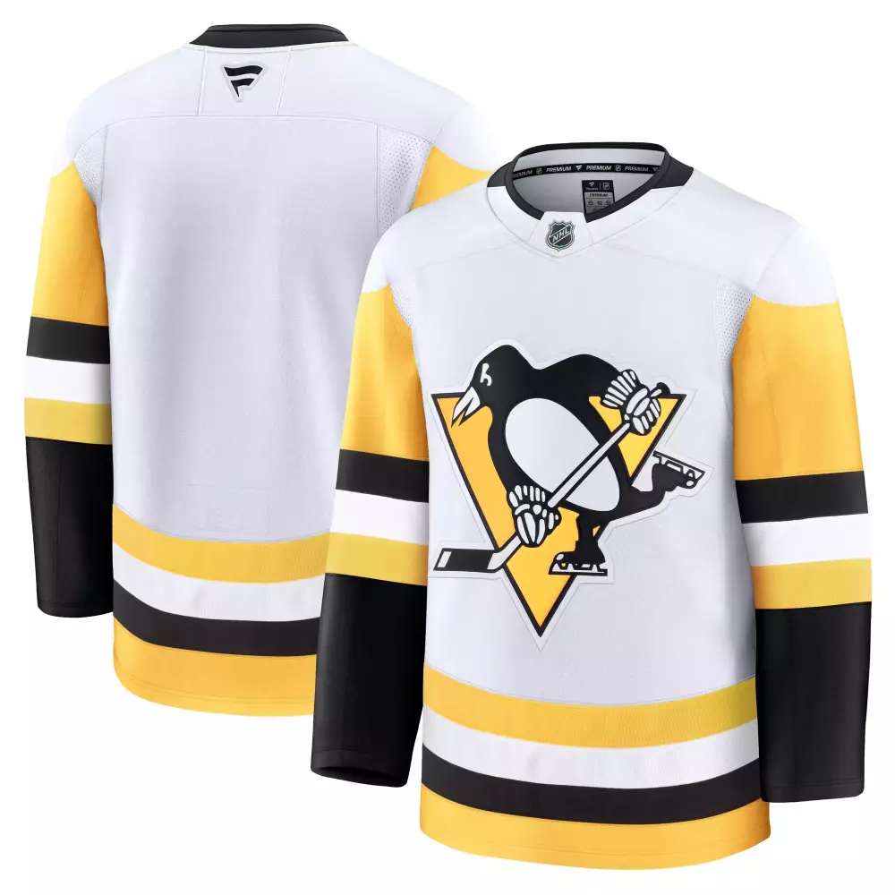 Pittsburgh Penguins Jersey White Men Black Gold Away