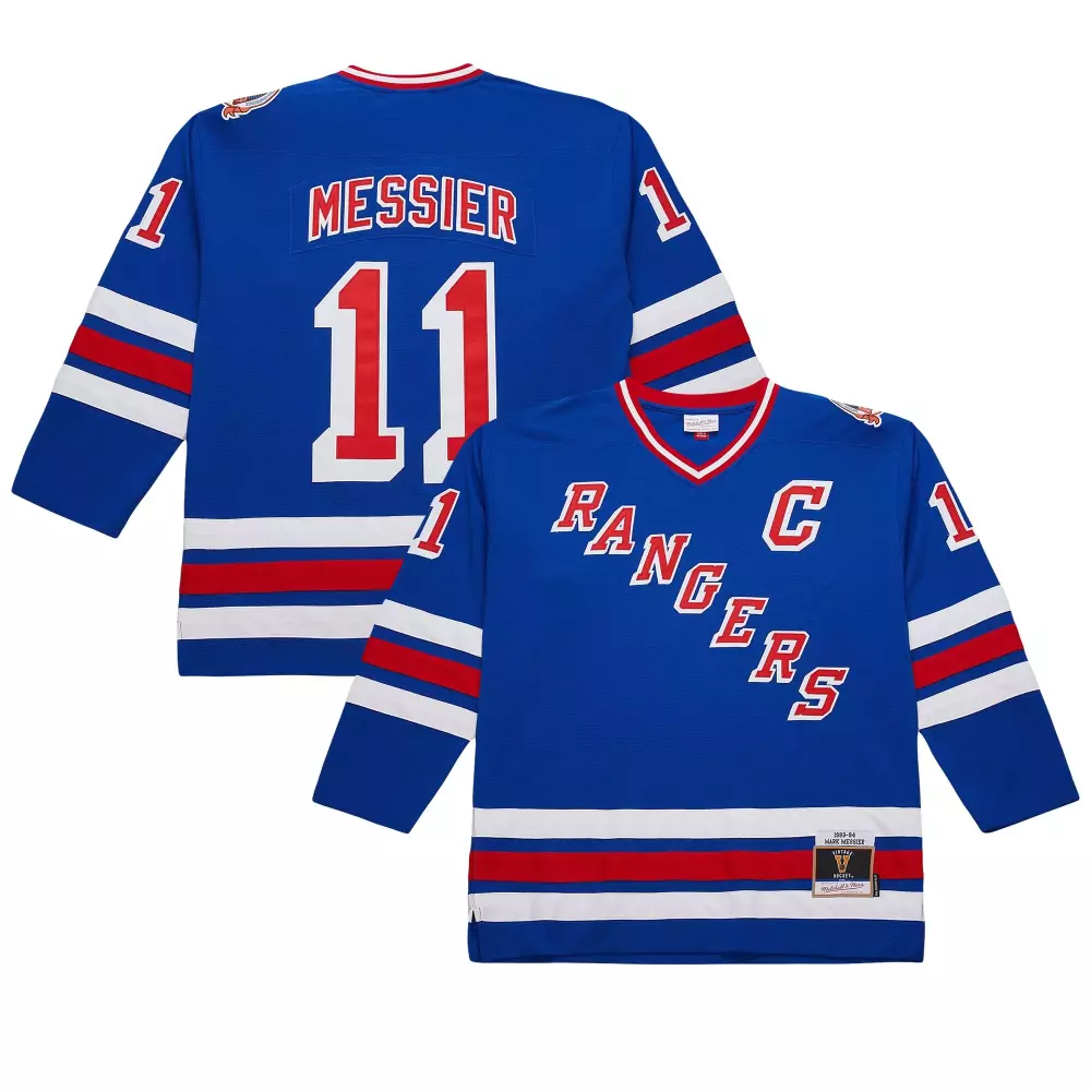 Mark Messier 11 Rangers Jersey Blue 1993-94 Vintage Hockey Men White Red