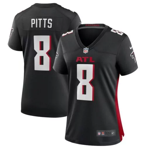 Kyle Pitts 8 Falcons Jersey Black Women Short Sleeve White Red Game