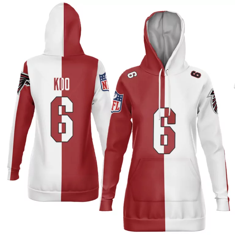 Younghoe Koo 6 Atlanta Falcons Jersey Red Women Hoodie Split White Custom