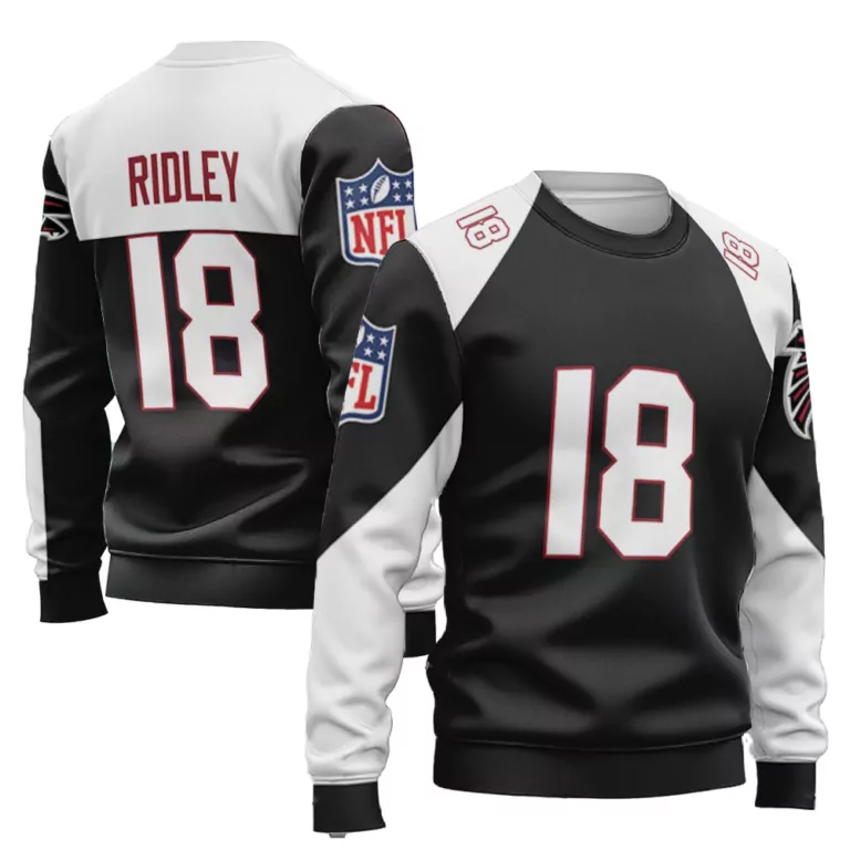 Calvin Ridley 18 Atlanta Falcons Jersey Black Men Sweatshirt White Red Vapor Limited