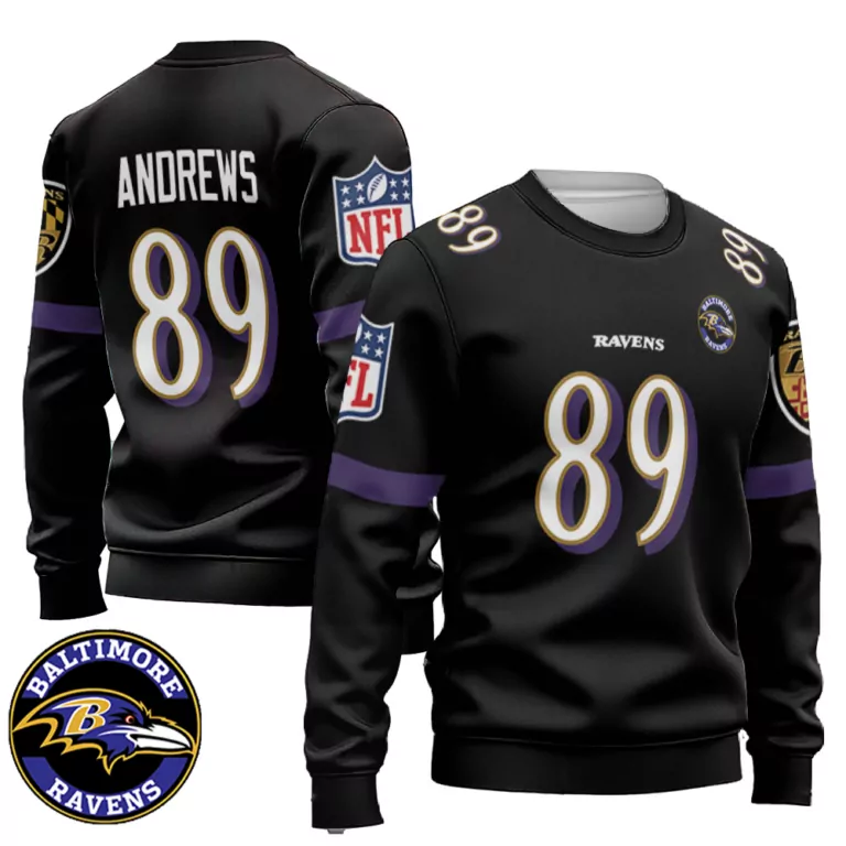 Mark Andrews 89 Baltimore Ravens Jersey Black Team Men Sweatshirt Purple White Gold