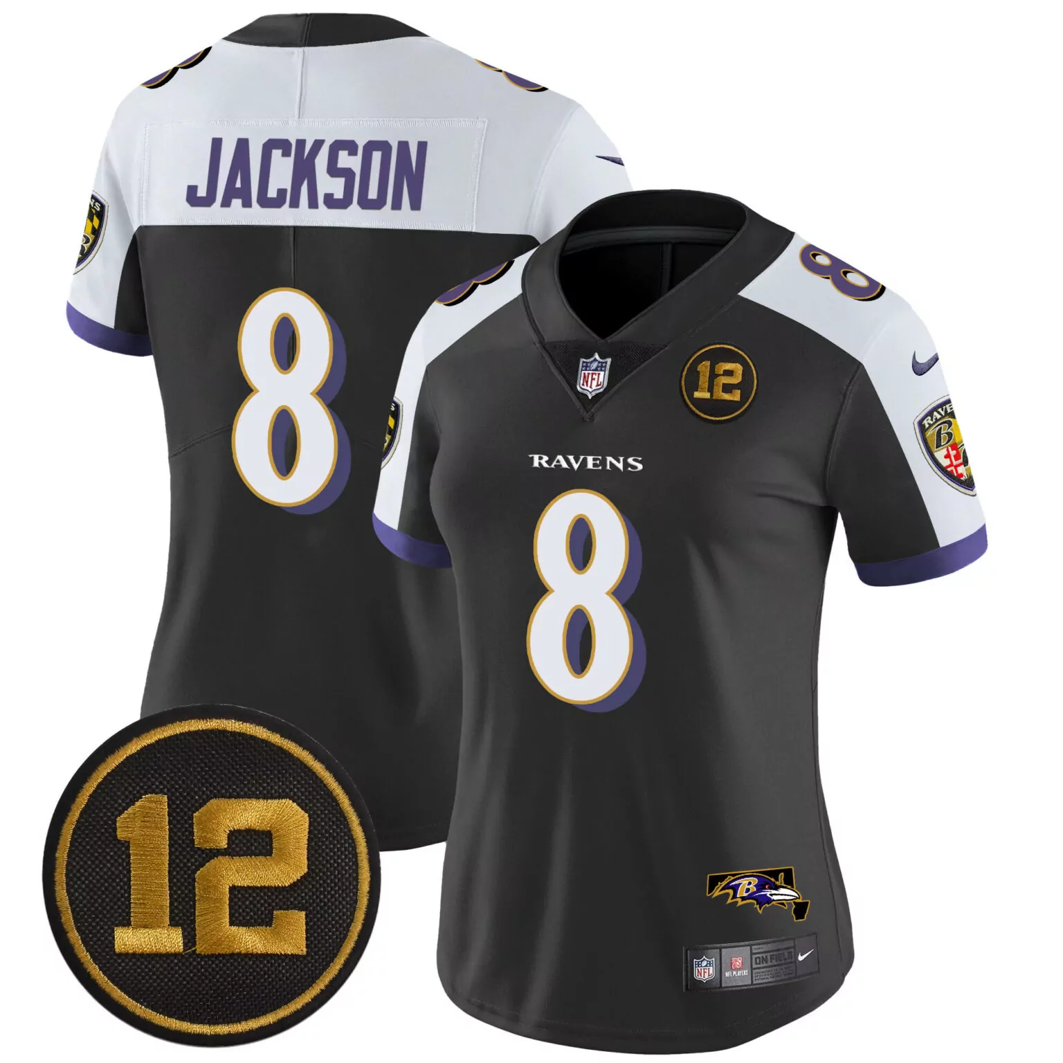 Lamar Jackson 8 Ravens Jersey Black Players Men N/a White Purple Alternate All Stitched