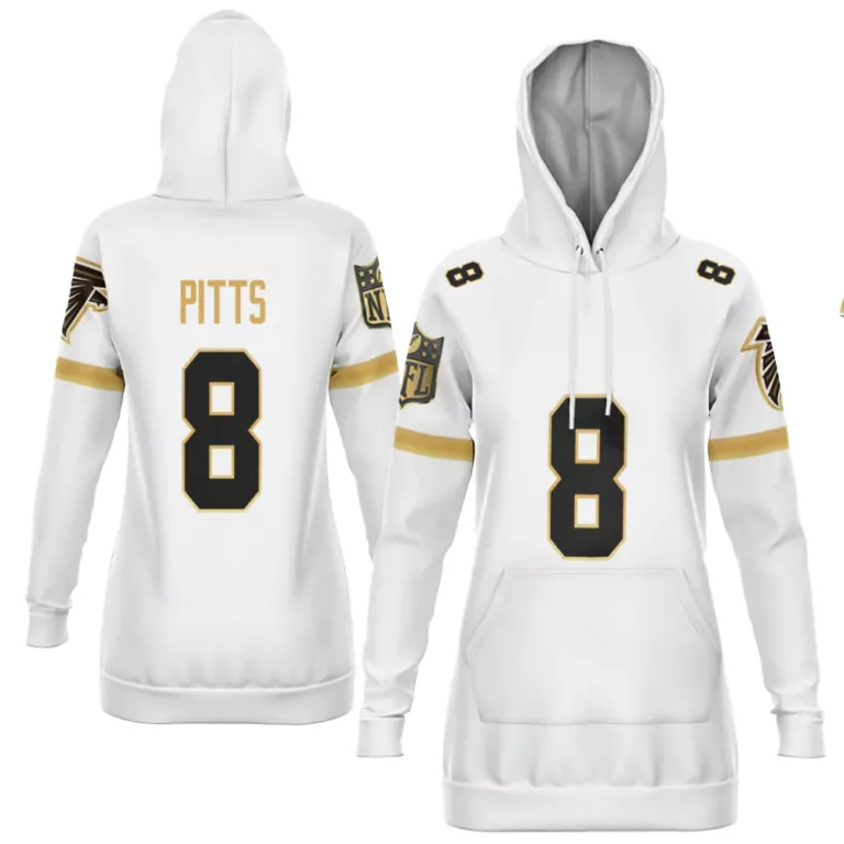 Kyle Pitts 8 Atlanta Falcons Jersey White Women Hoodie Alternate Black Gold