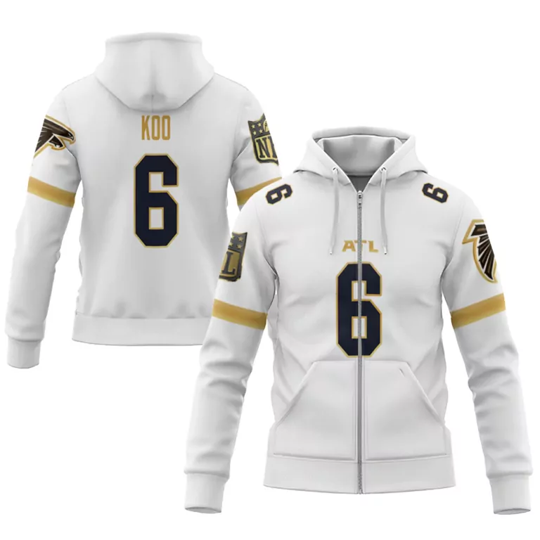 Younghoe Koo 6 Atlanta Falcons Jersey White Men Hoodie Gold Navy