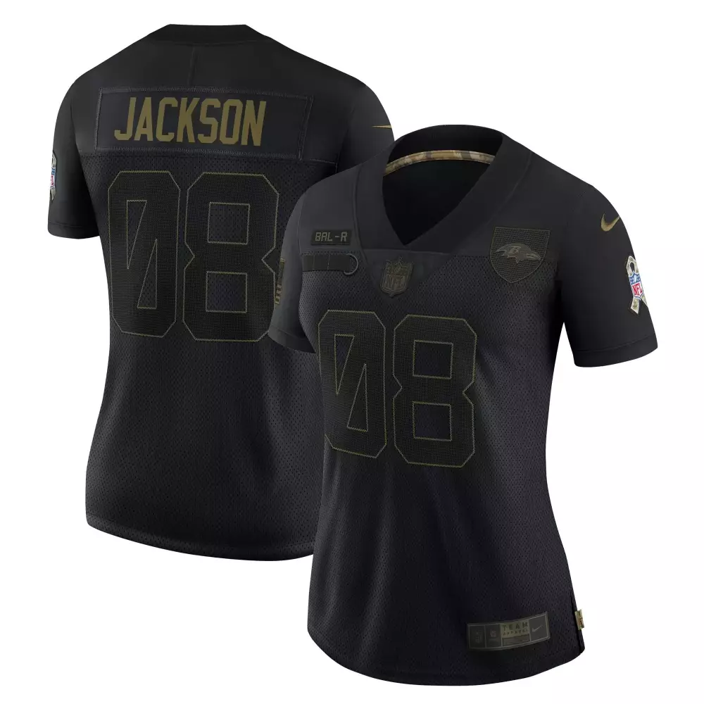 Lamar Jackson 88 Baltimore Ravens Jersey Black Salute To Service Camo Men Game Gold