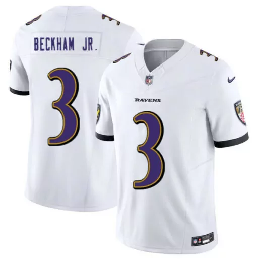 Odell Beckham 3 Ravens Jersey White Players Association Baltimore Men Standard Purple