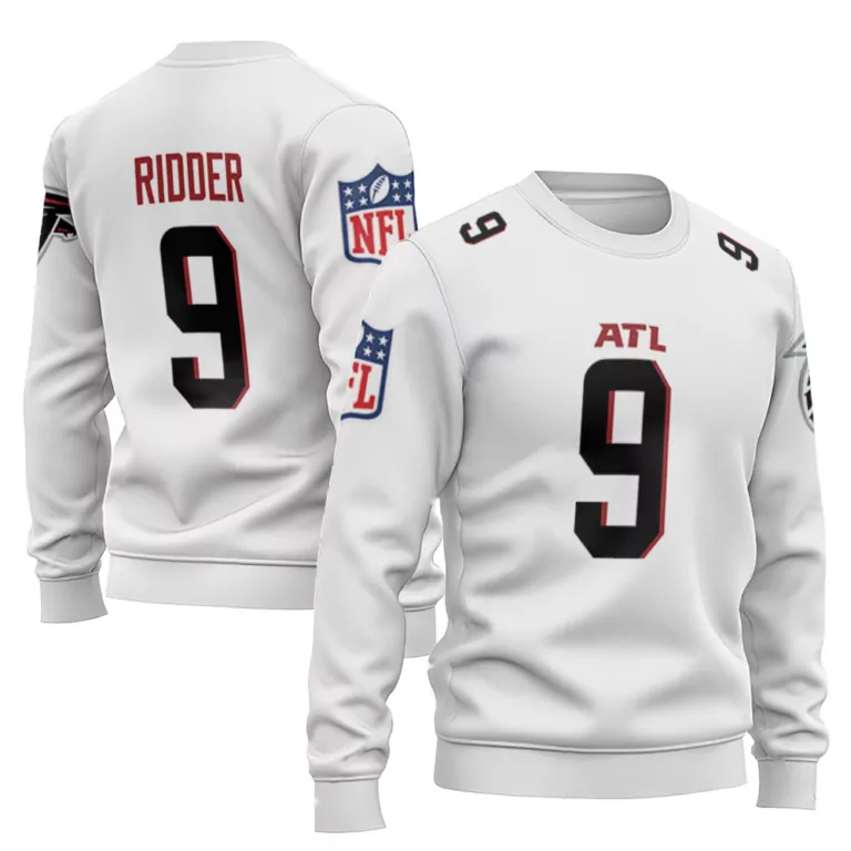 Desmond Ridder 9 Atlanta Falcons Jersey White Men Sweatshirt Black Red Game