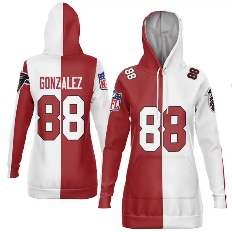 Tony Gonzalez 88 Atlanta Falcons Jersey Red Women Hoodie Split White Custom