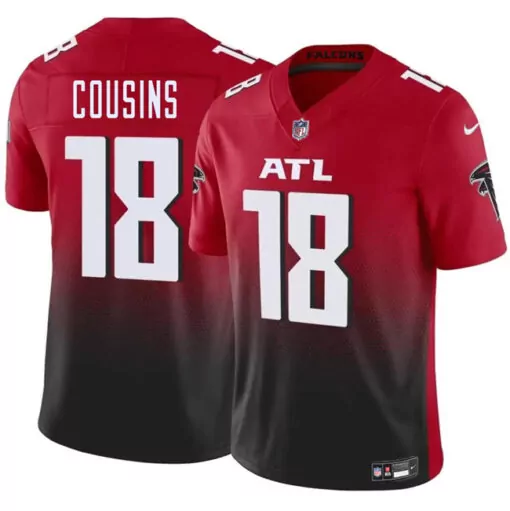 Kirk Cousins 18 Atlanta Falcons Jersey Red Men Split Design Black White Vapor Limited