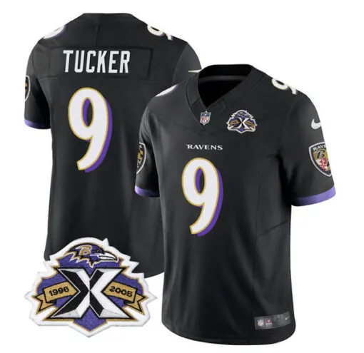 Justin Tucker 9 Ravens Jersey Black Men Player Purple White Throwback Vapor Stitched