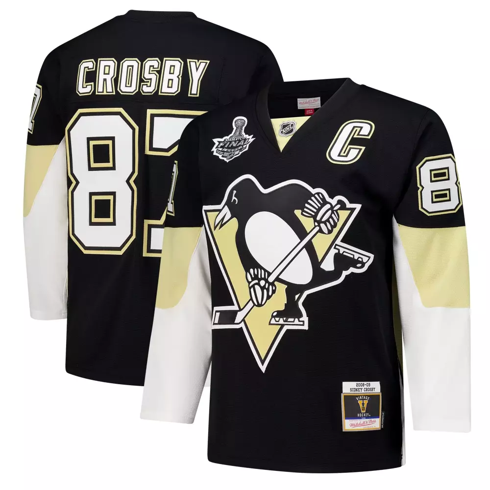 Sidney Crosby 87 Jersey Black 2008-09 Pittsburgh Penguins Stanley Cup Finals Men