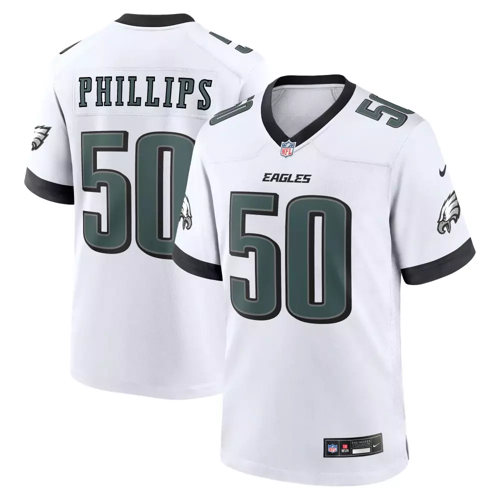 Jaelan Phillips 50 Eagles Jersey White Men Black Dark Green Game