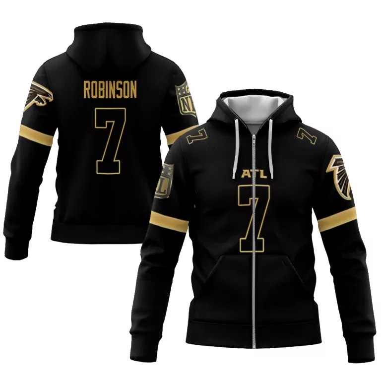 Bijan Robinson 7 Atlanta Falcons Jersey Black Men Hoodie Gold