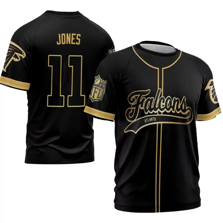 Julio Jones 11 Atlanta Falcons Jersey Black Men Gold Custom Flex