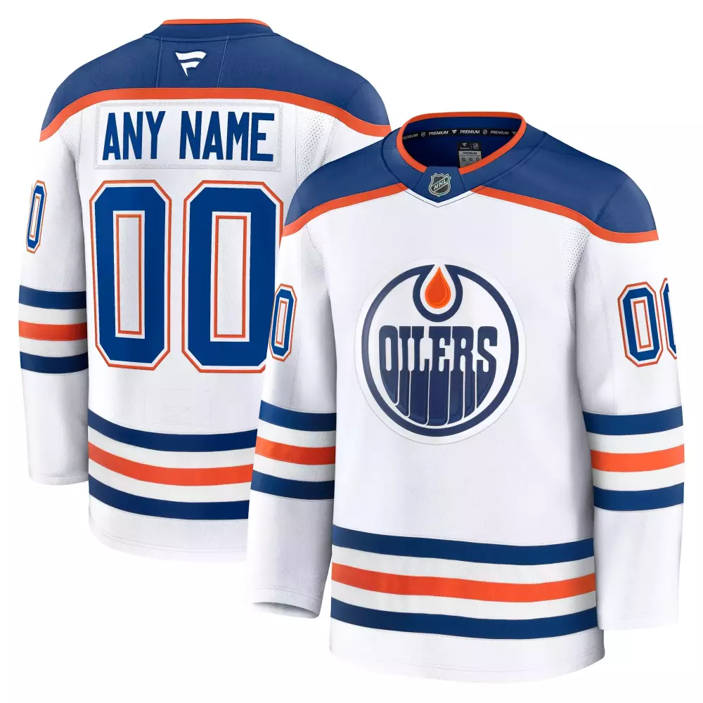 Edmonton Oilers Jersey White Men Ice Blue Orange Away Custom