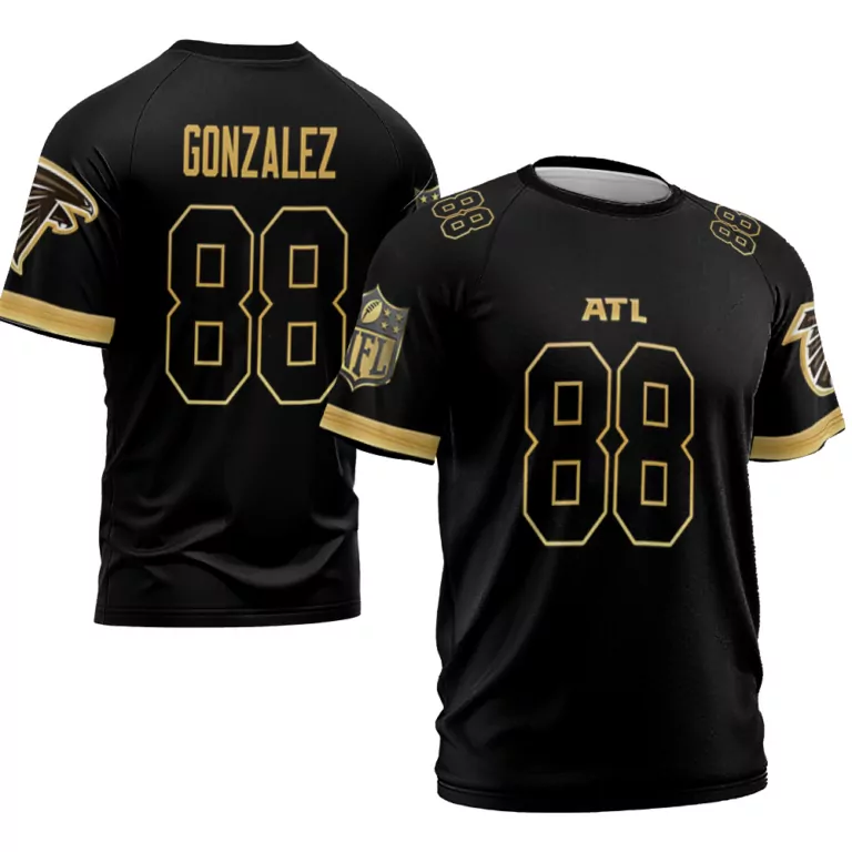 Tony Gonzalez 88 Atlanta Falcons Jersey Black Men Gold