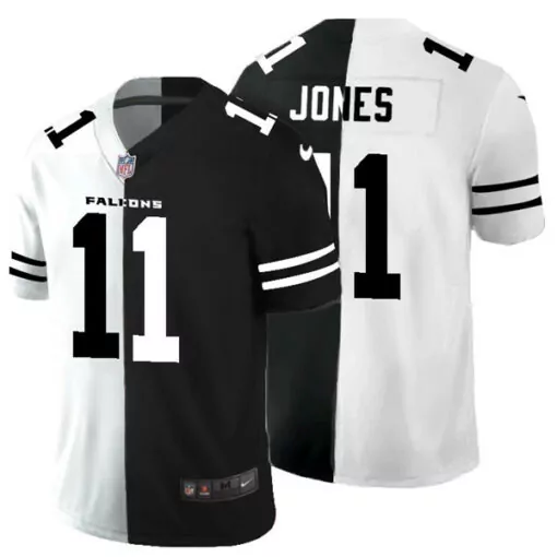 Julio Jones 11 Falcons Jersey Black Split Design White Stitched