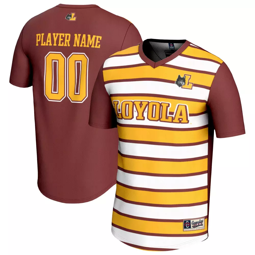 Loyola Jersey Maroon Split Design Gold White Gameday Unisex Fashion