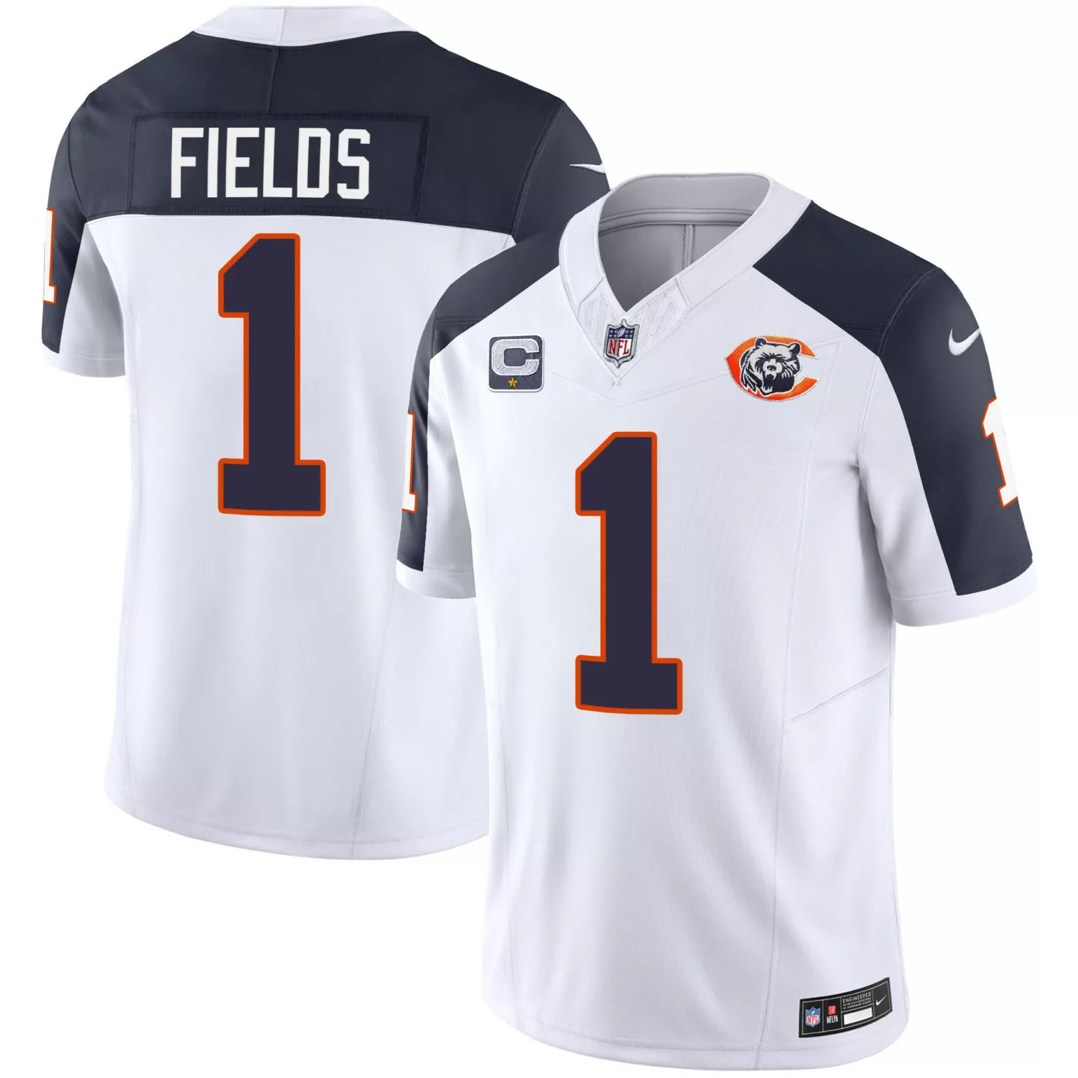 Justin Fields 1 Chicago Bears Jersey White Cfl Men Game Alternate Navy Blue Orange