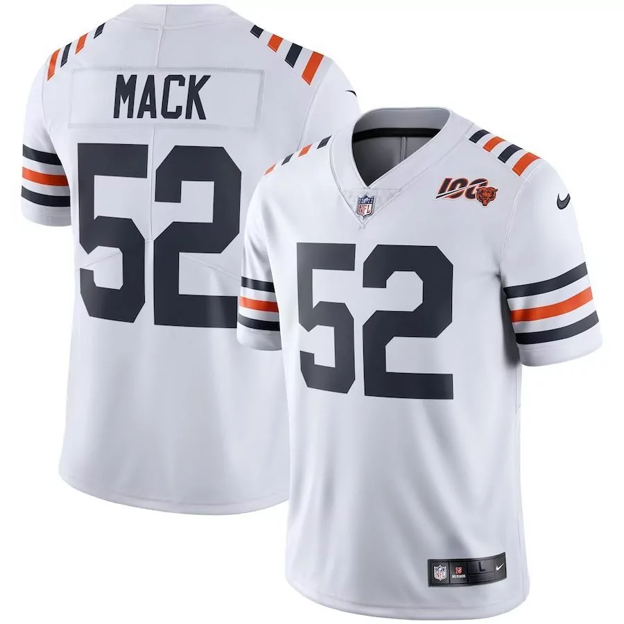 Khalil Mack 52 Chicago Bears Jersey White NFL 100 Men Alternate Navy Blue Orange