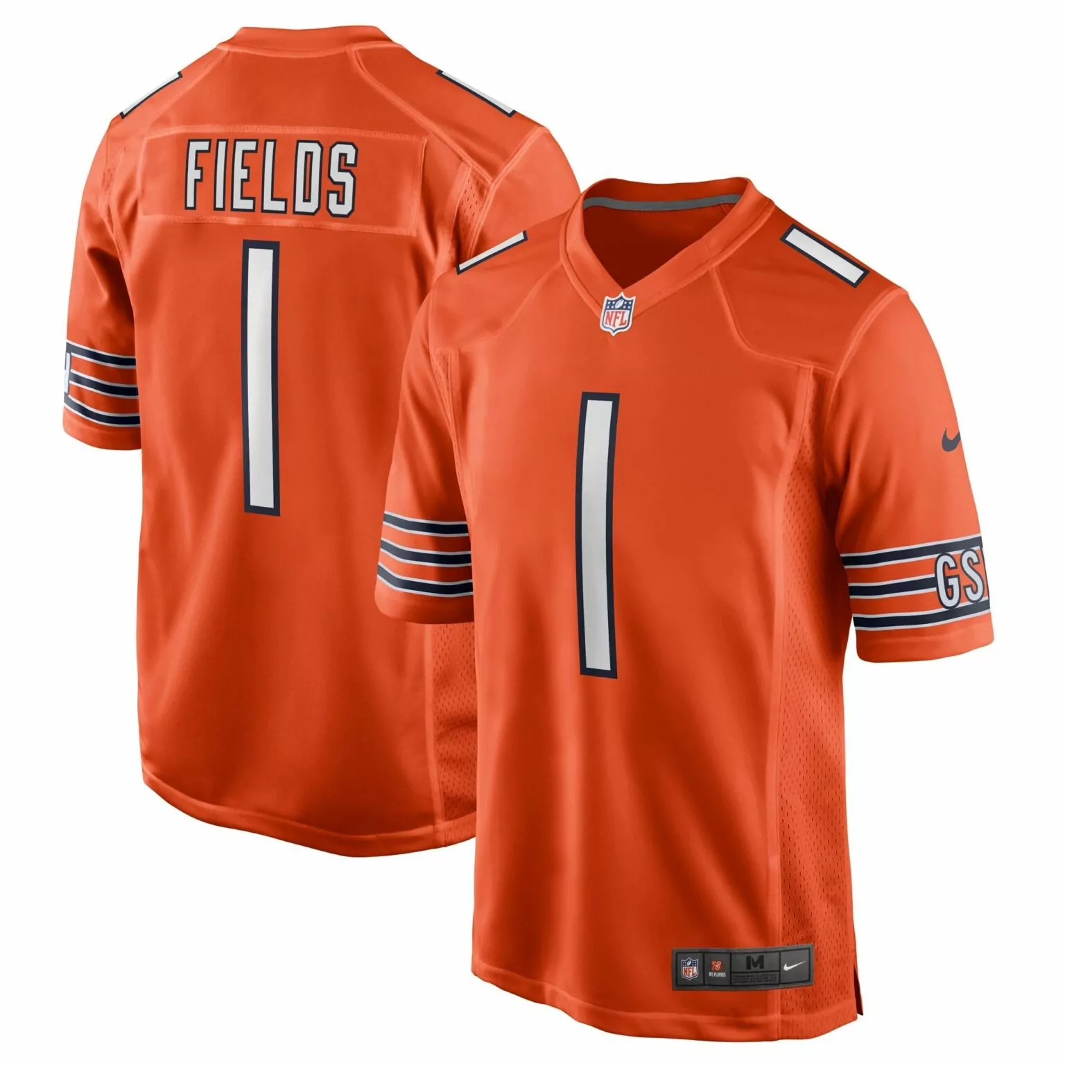 Justin Fields 1 Chicago Bears Jersey Orange Men Game Alternate Navy Blue White