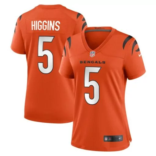 Tee Higgins 5 Bengals Jersey Orange Men Black White Alternate Game