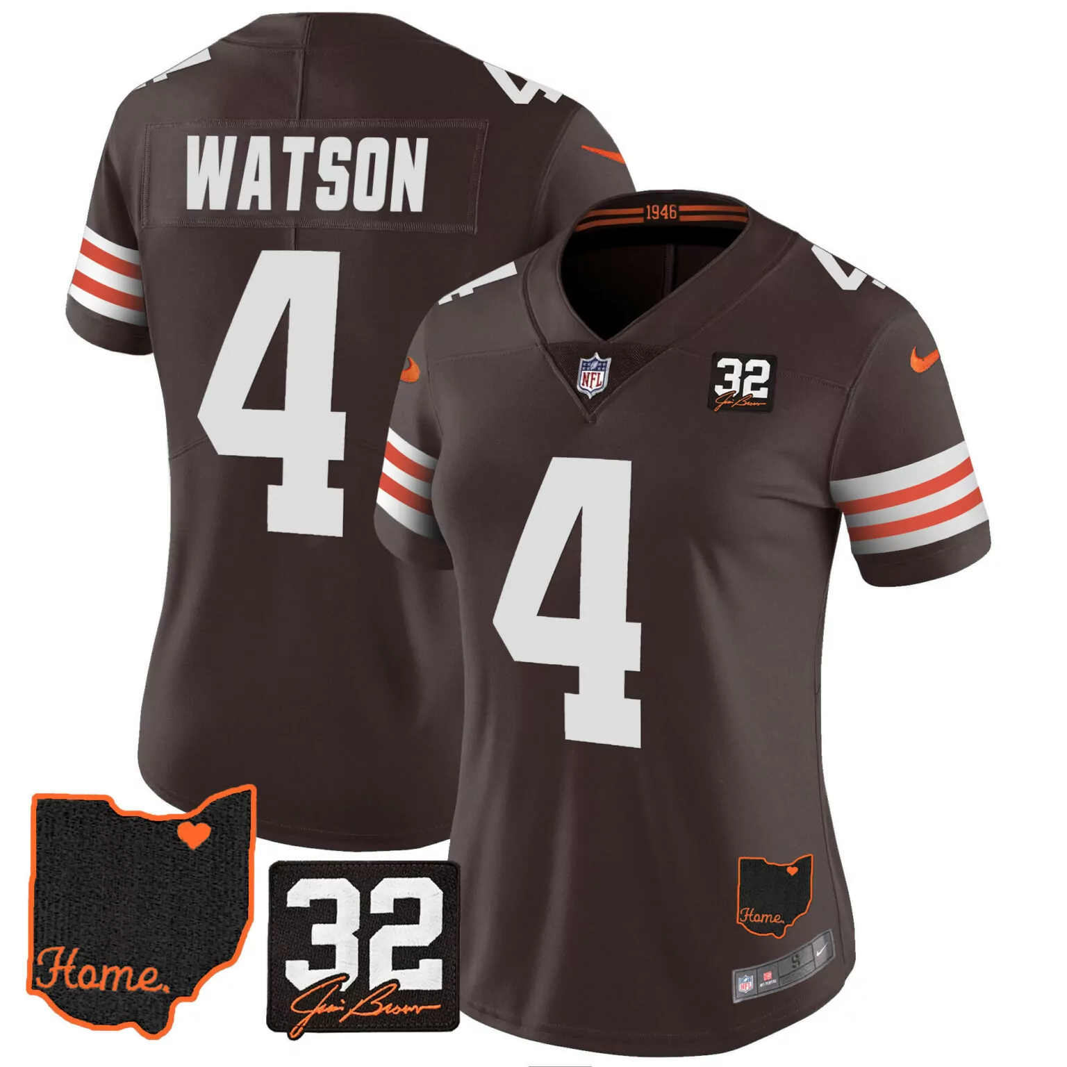 Deshaun Watson 4 Cleveland Browns Jersey Brown Jim Legacy Ohio Map Heart 'home.' 32