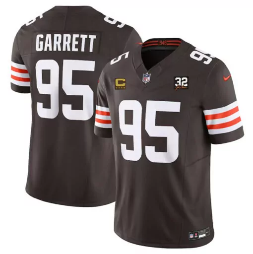 Myles Garrett 95 Cleveland Browns Jersey Brown Men Game White Orange Vapor Stitched