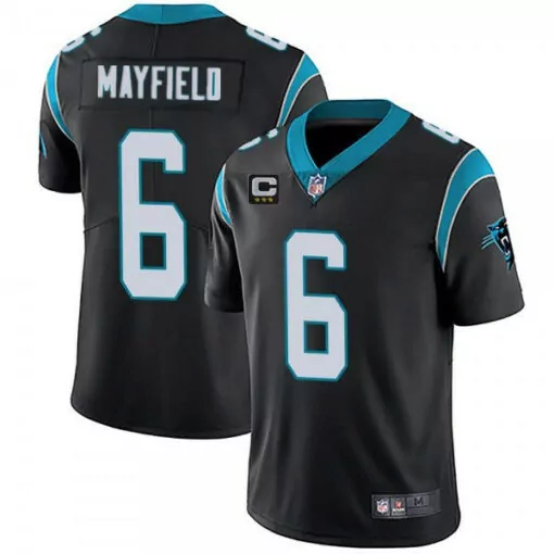 Baker Mayfield 6 Jersey Black Carolina Panthers Men Blue Vapor Stitched