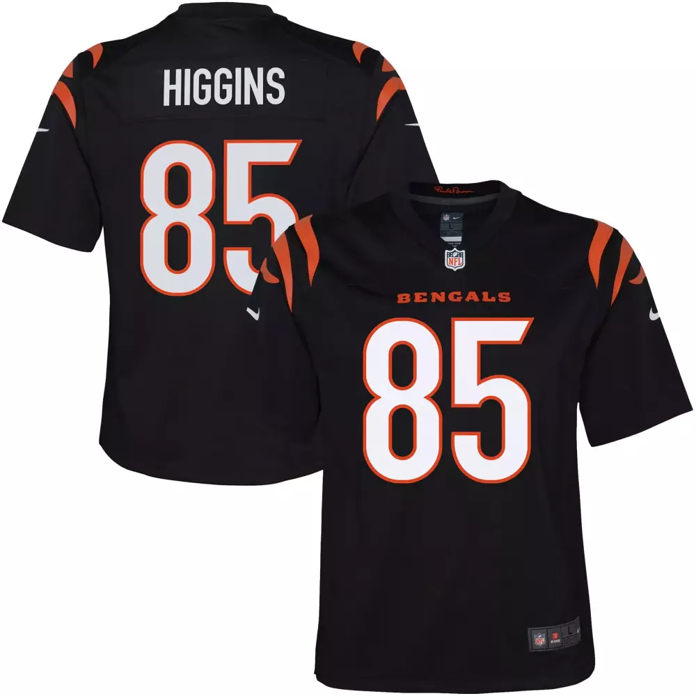 Tee Higgins 85 Bengals Jersey Black Men Replica Orange White Game