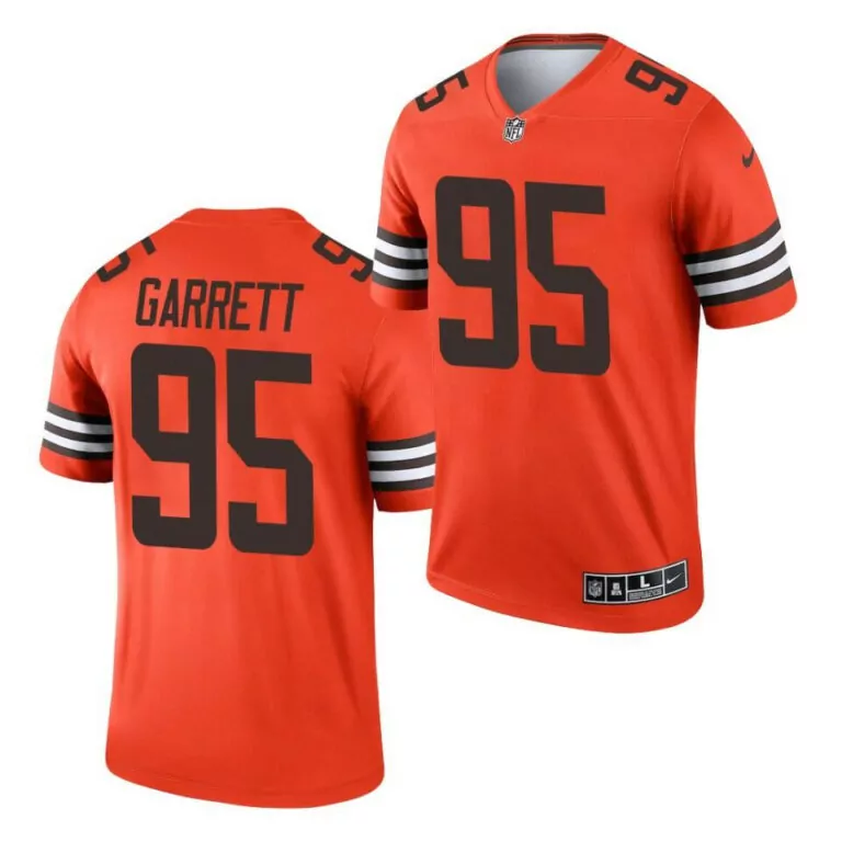 Myles Garrett 95 Cleveland Browns Jersey Orange Men Official Brown White