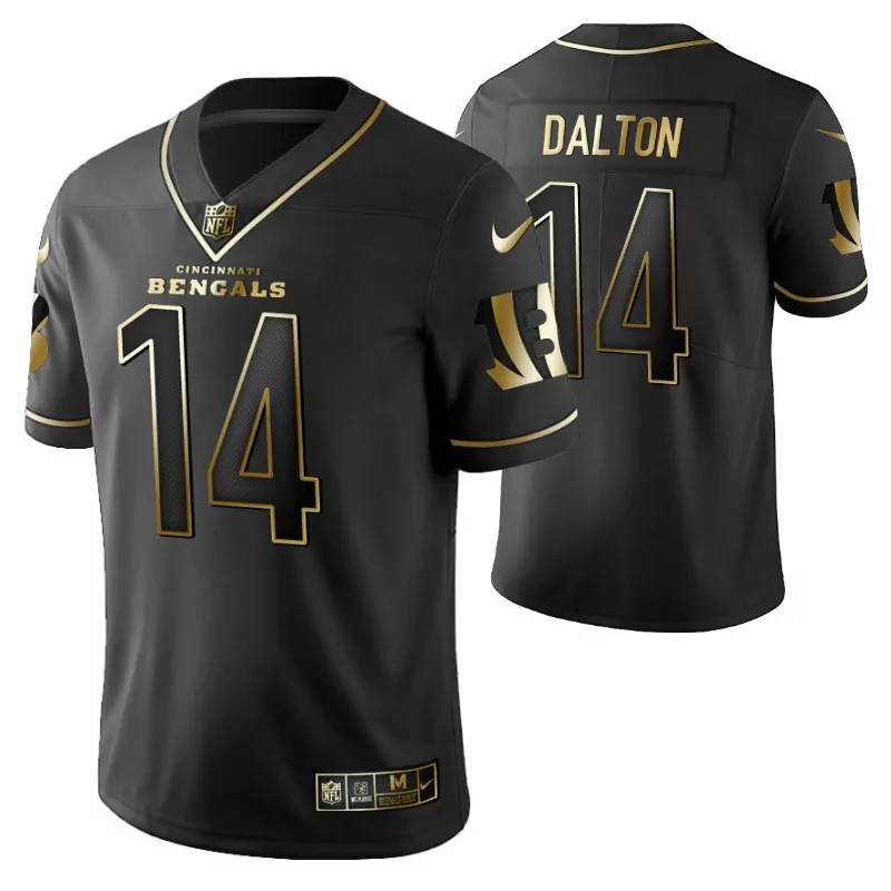 Andy Dalton 14 Cincinnati Bengals Jersey Black Men Player Gold