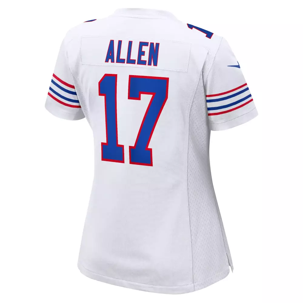 Josh Allen 17 Buffalo Bills Jersey White Women Player Blue Red Alternate Game