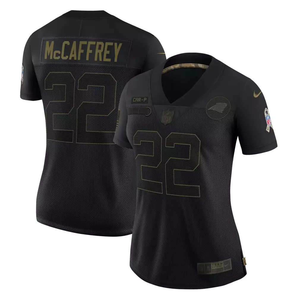 Christian Mccaffrey 22 Jersey Black Salute To Service Carolina Panthers Players Association