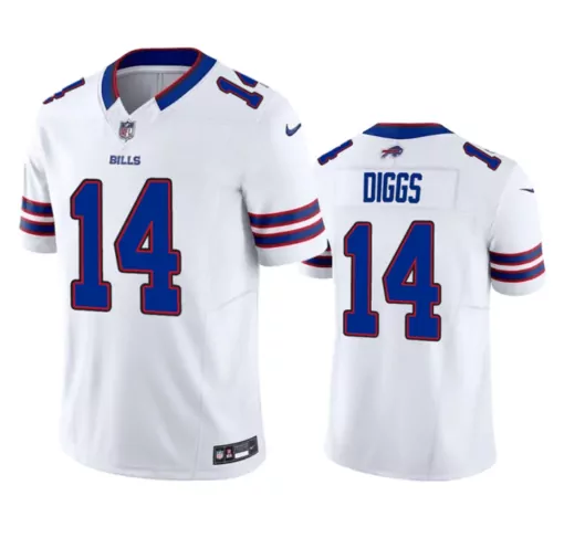 Stefon Diggs 14 Buffalo Bills Jersey White Men Replica Blue Red Stitched