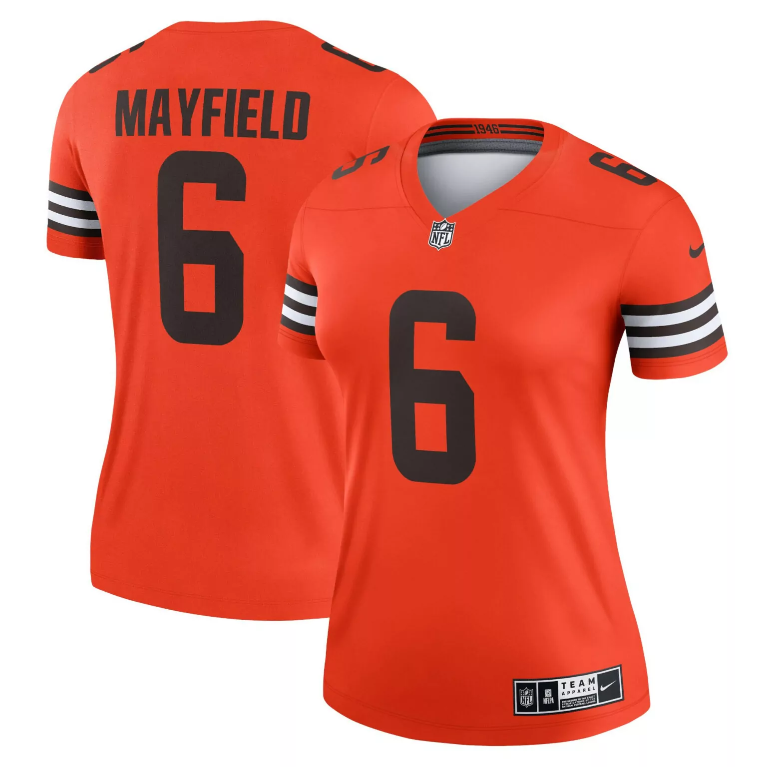Baker Mayfield 6 Cleveland Browns Jersey Orange Men Nike Vapor Limited Brown White