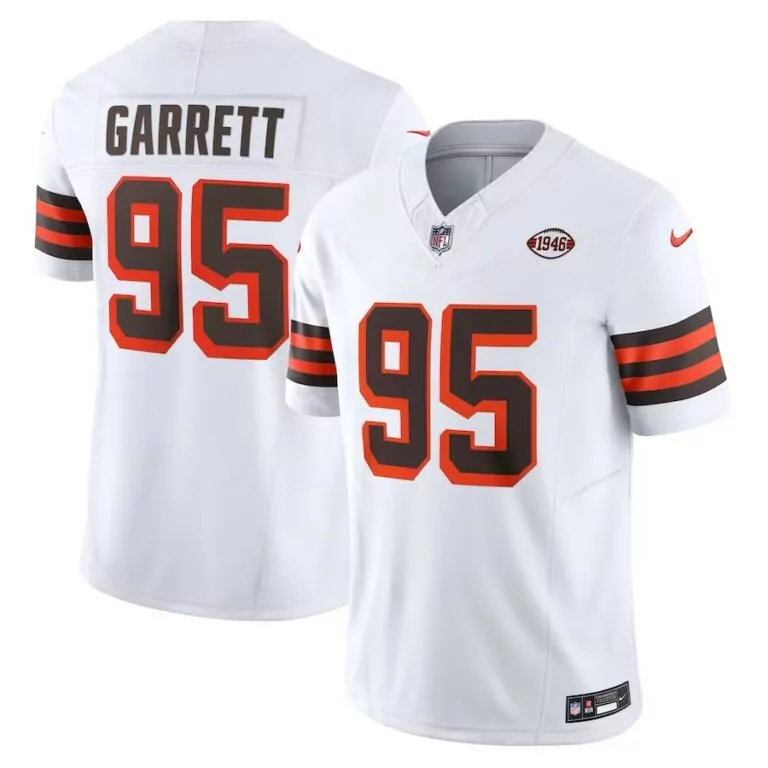 Myles Garrett 95 Cleveland Browns Jersey White Men Player Alternate Brown Orange