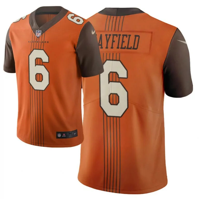 Baker Mayfield 6 Cleveland Browns Jersey Orange Men Brown White Black Stitched